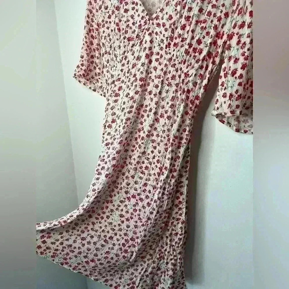 Billabong Red & White Floral Midi Dress XS V-Neck Garden Girl Euro Summer Dress - Picture 9 of 16